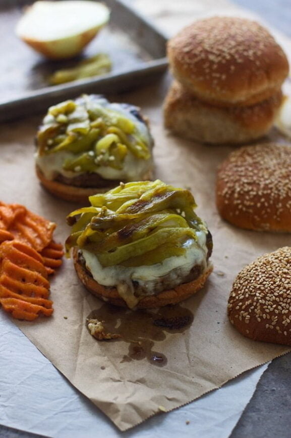 Chopped Hatch Pepper and Bacon Cheeseburgers Cooking for Keeps