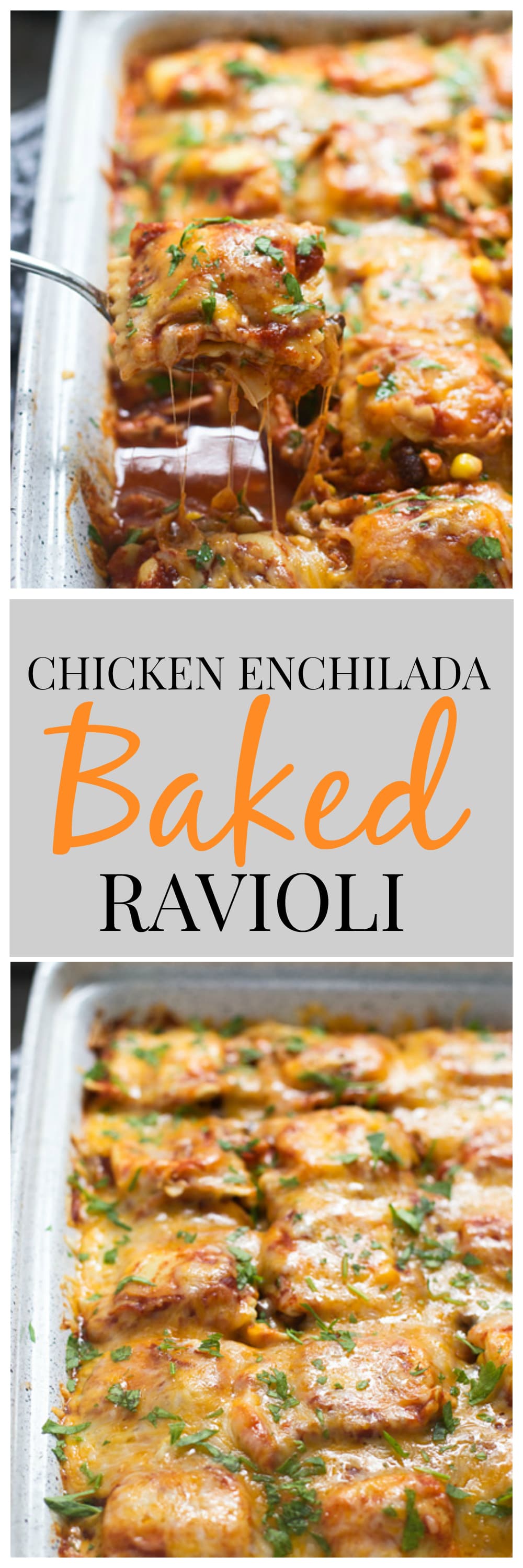 Chicken Enchilada Baked Ravioli - An easy, weeknight dinner the whole family will love! 
