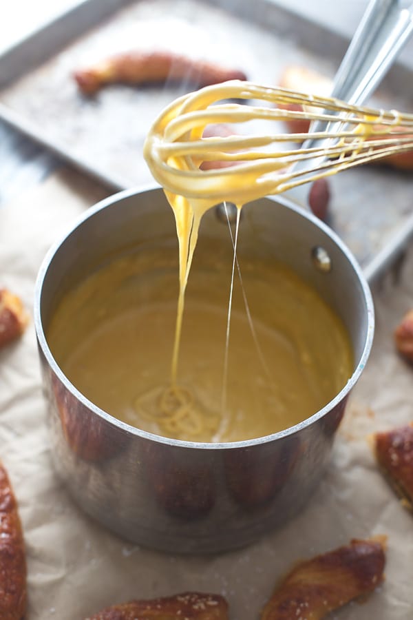 Soft Pretzel Sticks with Pumpkin Beer Fondue