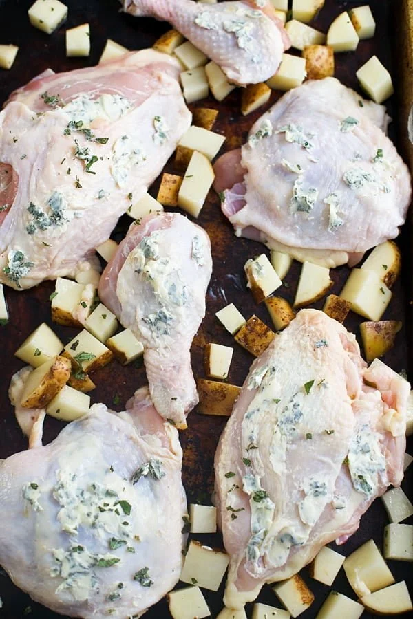 Chicken pieces smothered in herbed butter