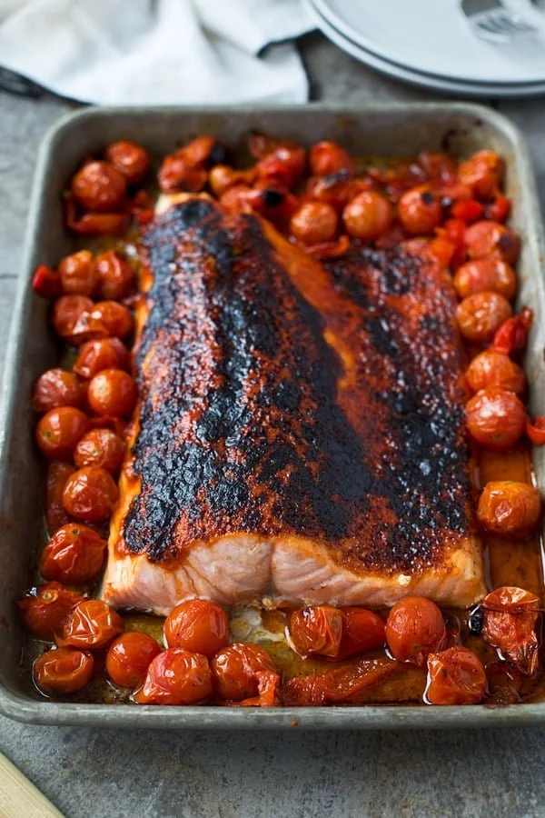 Whole roasted salmon 