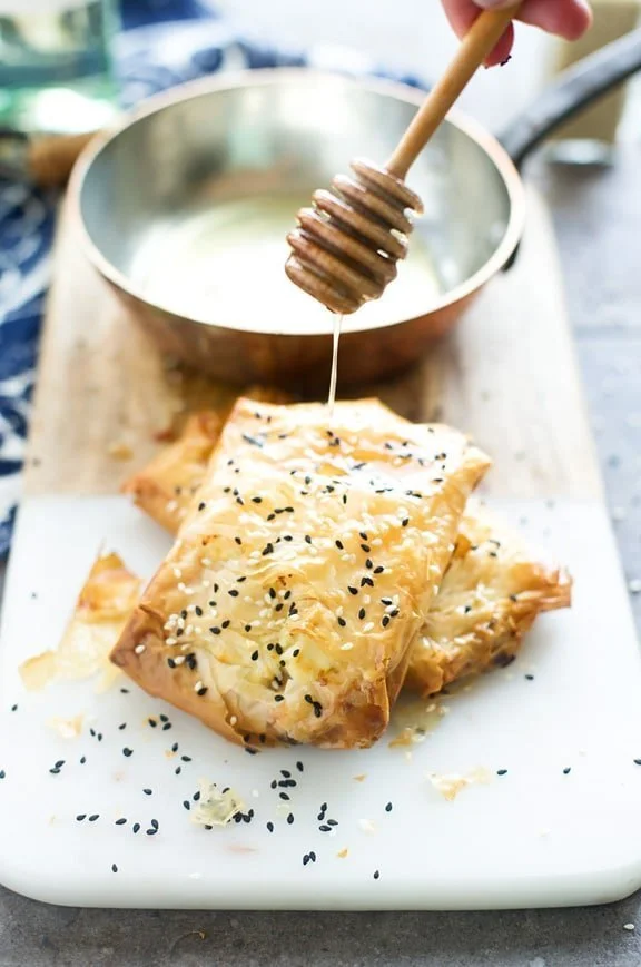 Phyllo-Wrapped Feta with Honey and Sesame Seeds