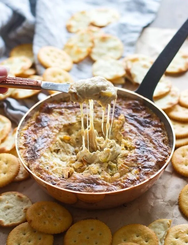 Ridiculously Cheesy Onion and Artichoke Dip