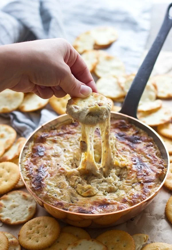 Ridiculously Cheesy Onion and Artichoke Dip