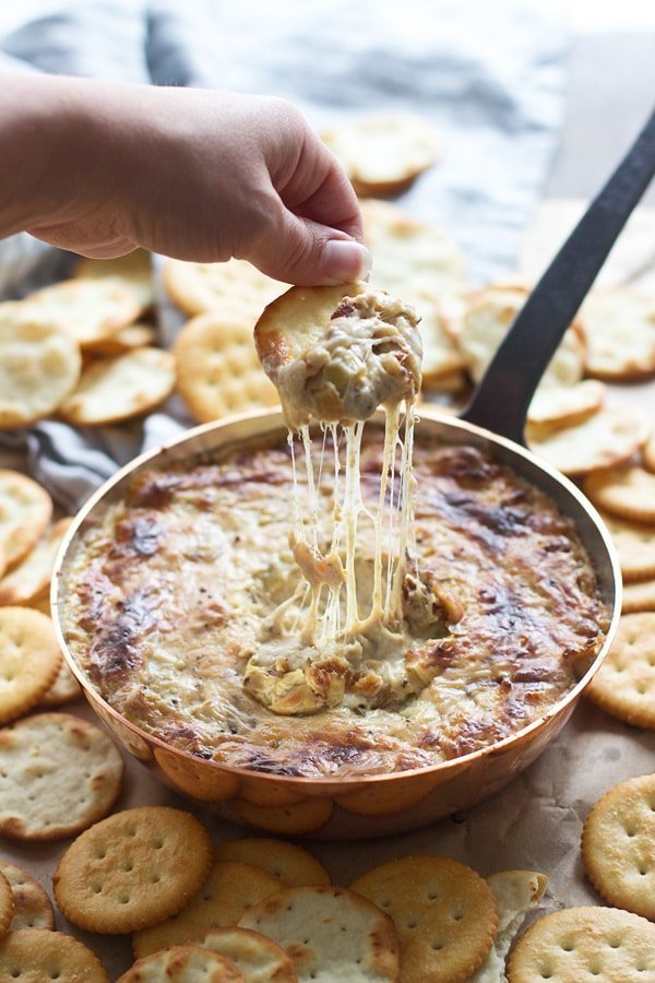 Ridiculously Cheesy Onion and Artichoke Dip