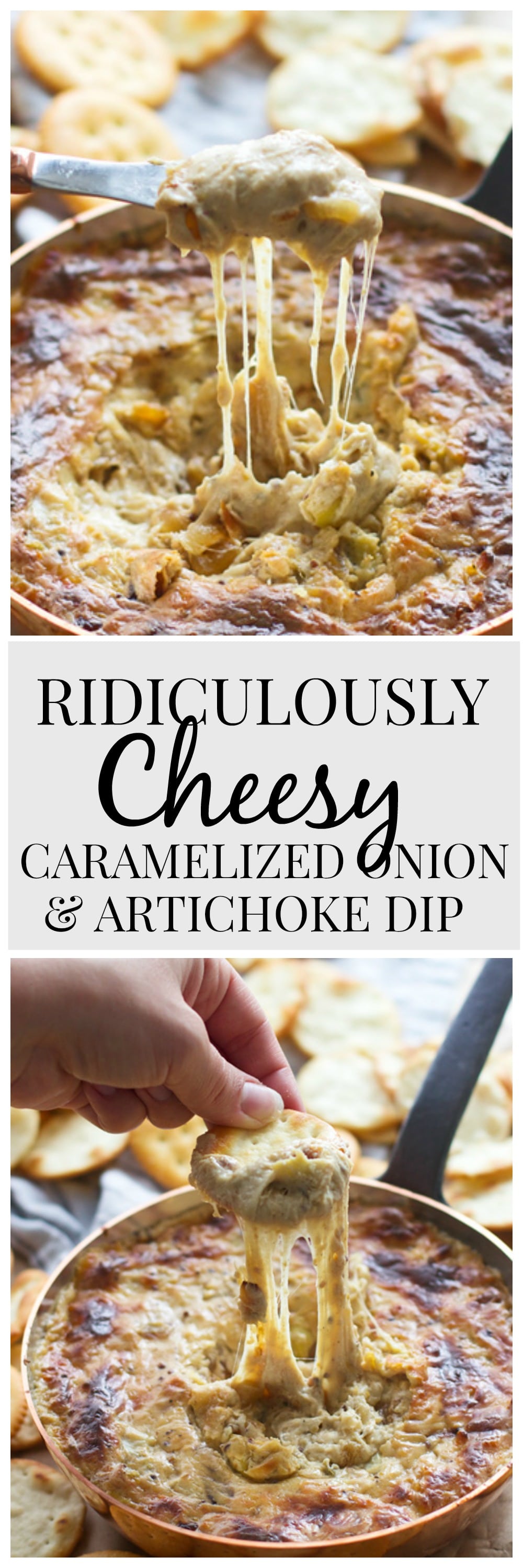 Ridiculously Cheesy Onion and Artichoke Dip