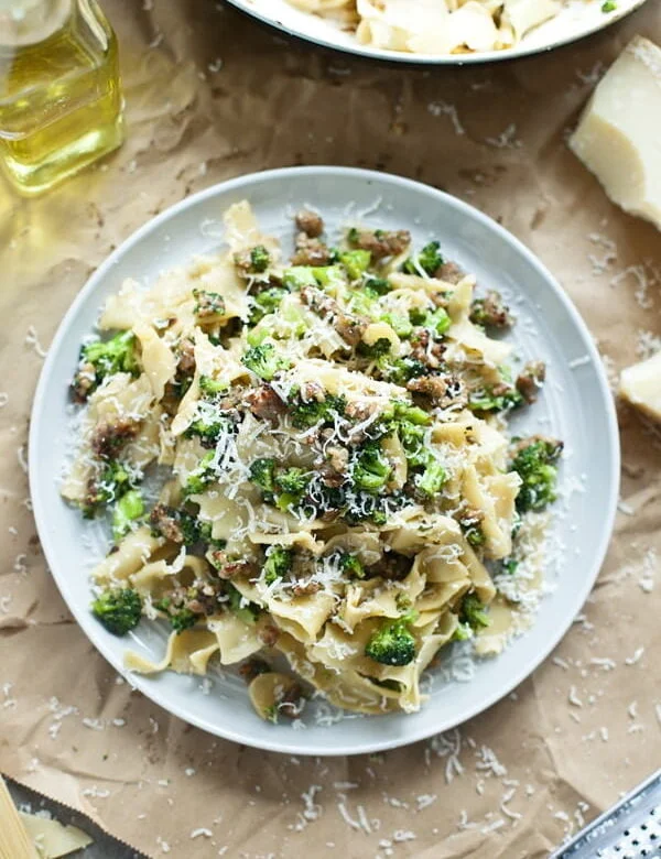 Scrap Pasta with Broccoli, Italian Sausage and Parmesan