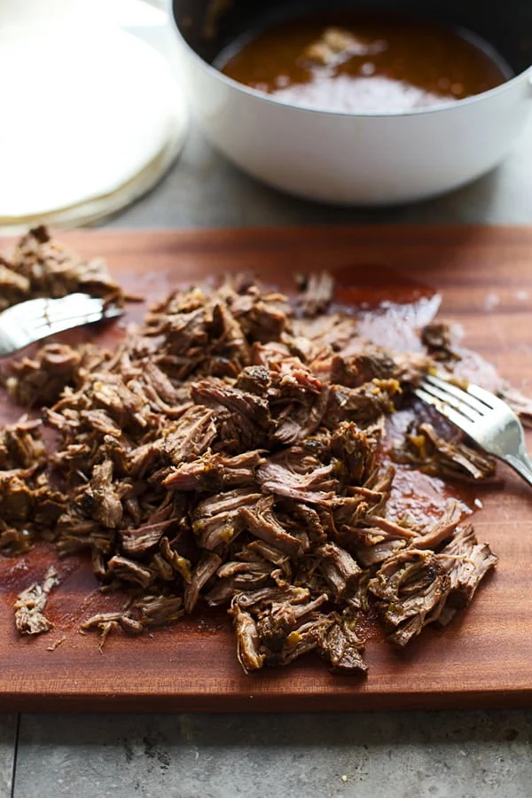 Shredded Beef Enchiladas with Ancho Chile Sauce