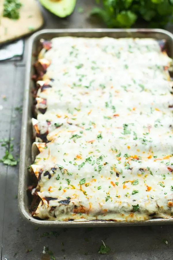 Shredded Beef Enchiladas with Ancho Chile Sauce