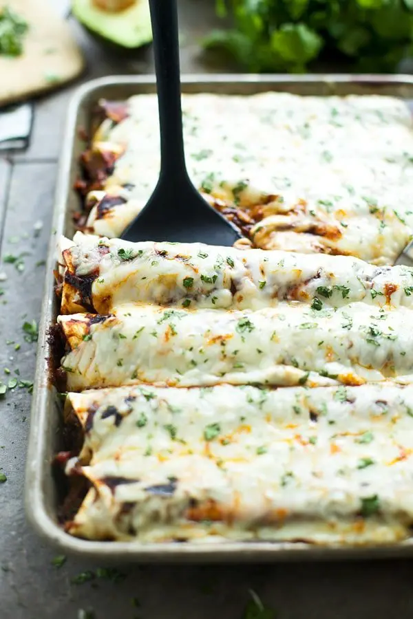 Shredded Beef Enchiladas with Ancho Chile Sauce