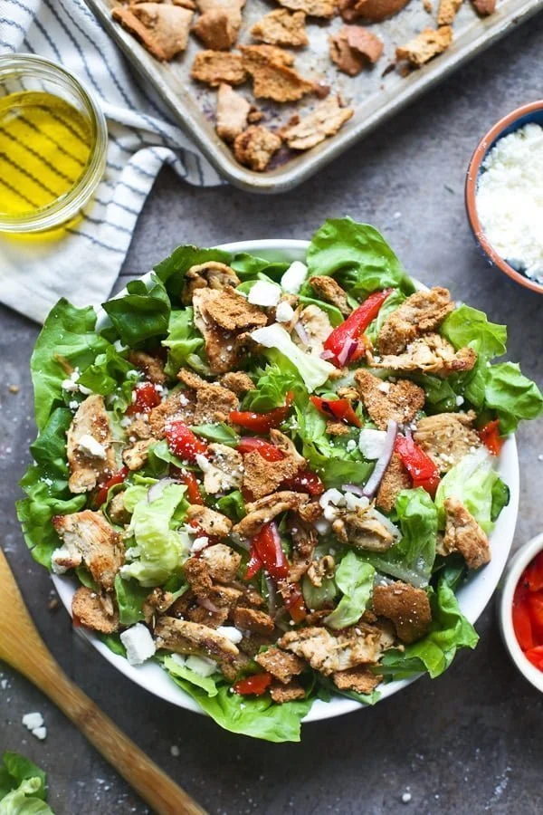 Chicken Gyro Salad with Crispy Pita