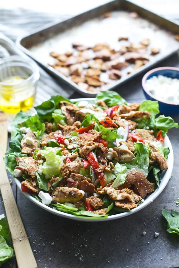 Chicken Gyro Salad with Crispy Pita