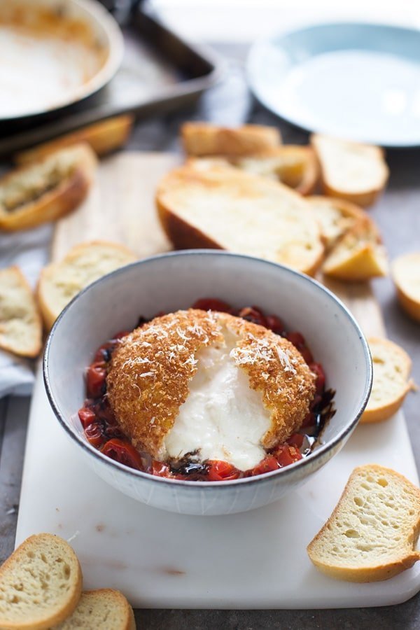 Fried Burrata with Cherry Tomato Sauce