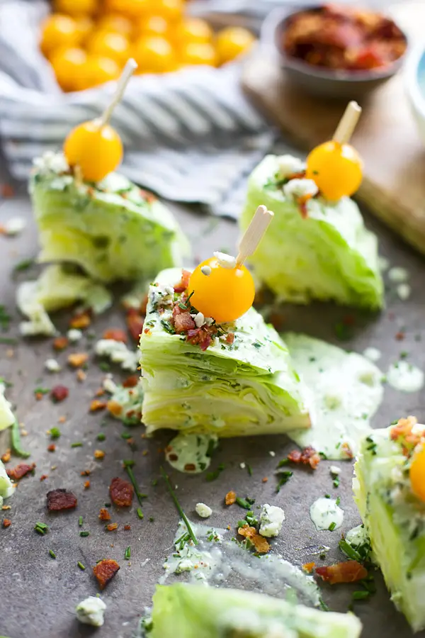 Mini Wedge Salads with Green Goddess Blue Cheese Dressing