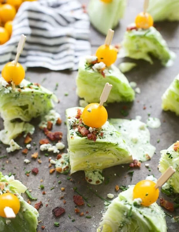 Mini Wedge Salads with Green Goddess Blue Cheese Dressing