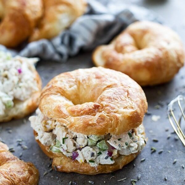 Healthy Lavender and Lemon Chicken Salad on Croissants