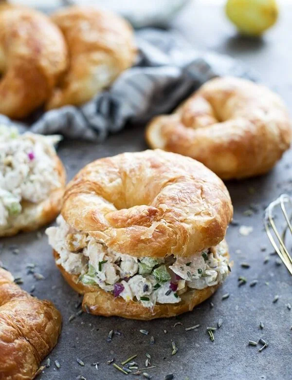 Healthy Lavender and Lemon Chicken Salad on Croissants