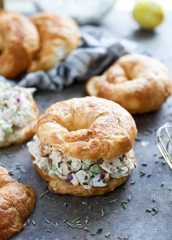 Healthy Lavender and Lemon Chicken Salad on Croissants 