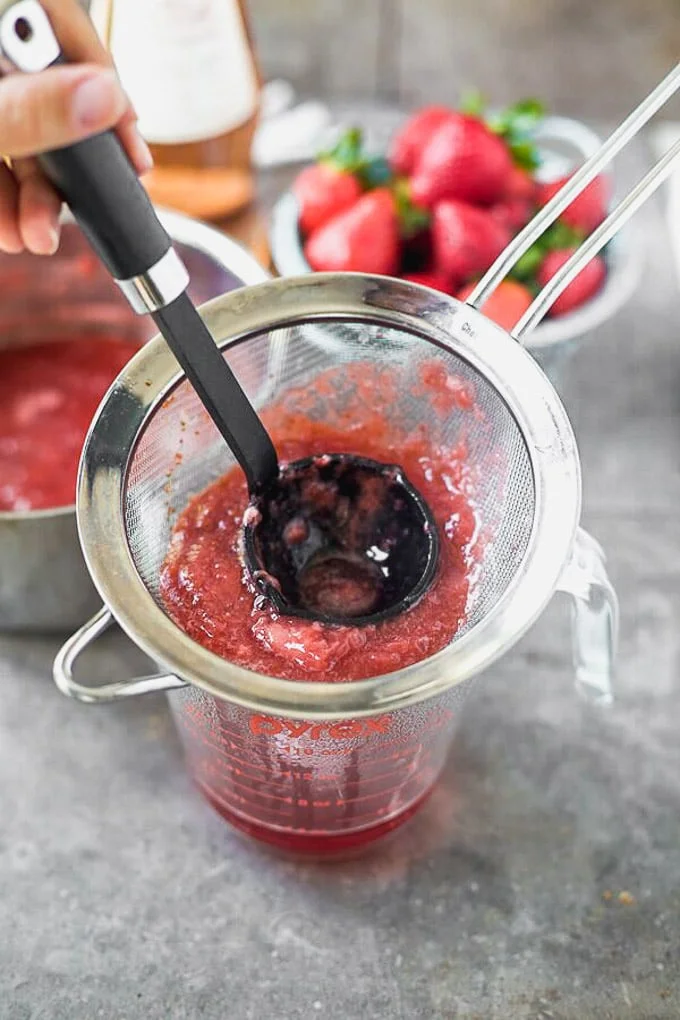 Push strawberry mixture through a fine sieve