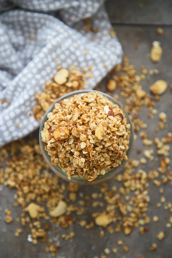 Stove top granola in mason jar