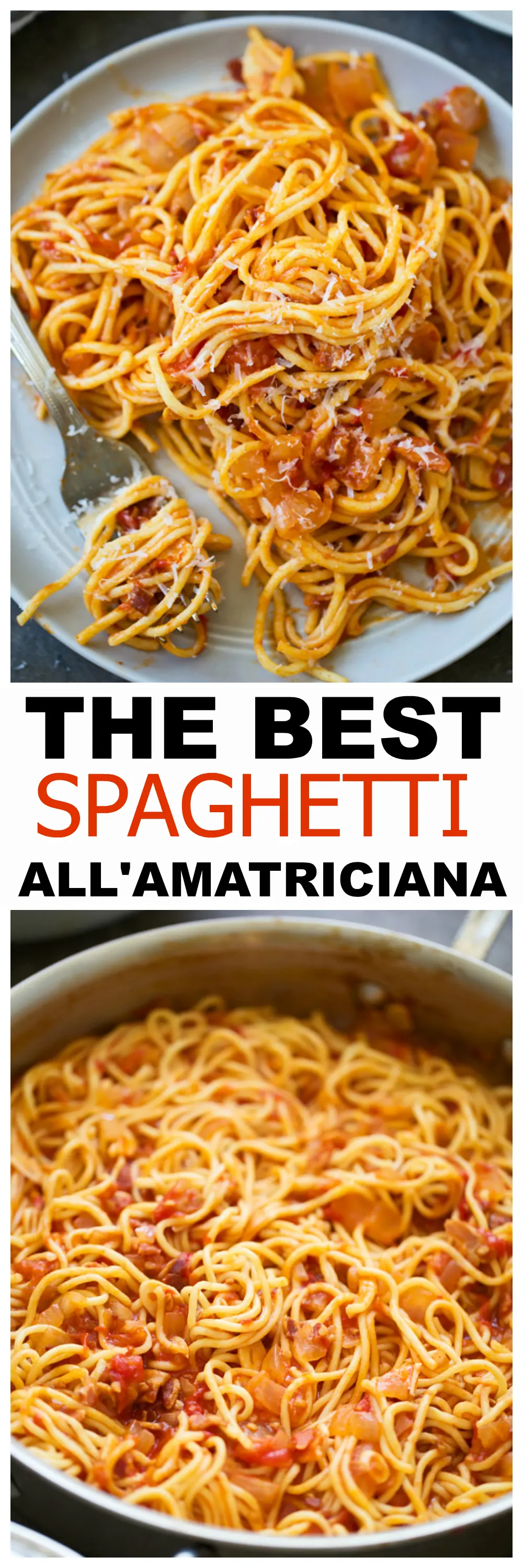 The Best Spaghetti All'Amatriciana made with fresh tomatoes and homemade spaghetti. 