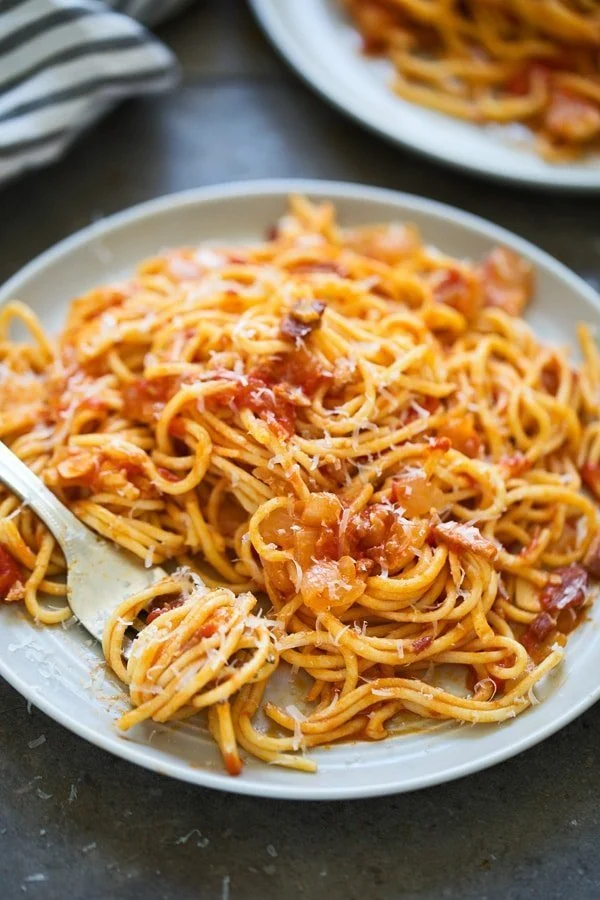 Spaghetti in All'Amatricina sauce 