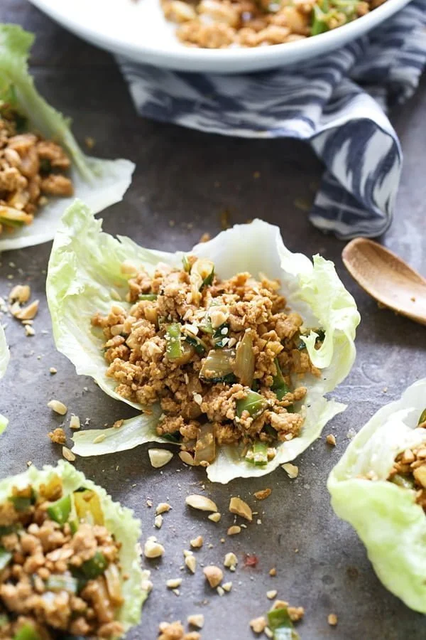 Peanut Chicken &amp; Veggie Lettuce Wraps