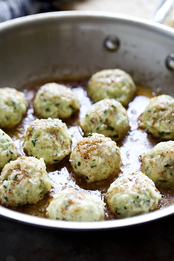 Spinach and Ricotta Gnudi bathed in nutty brown butter