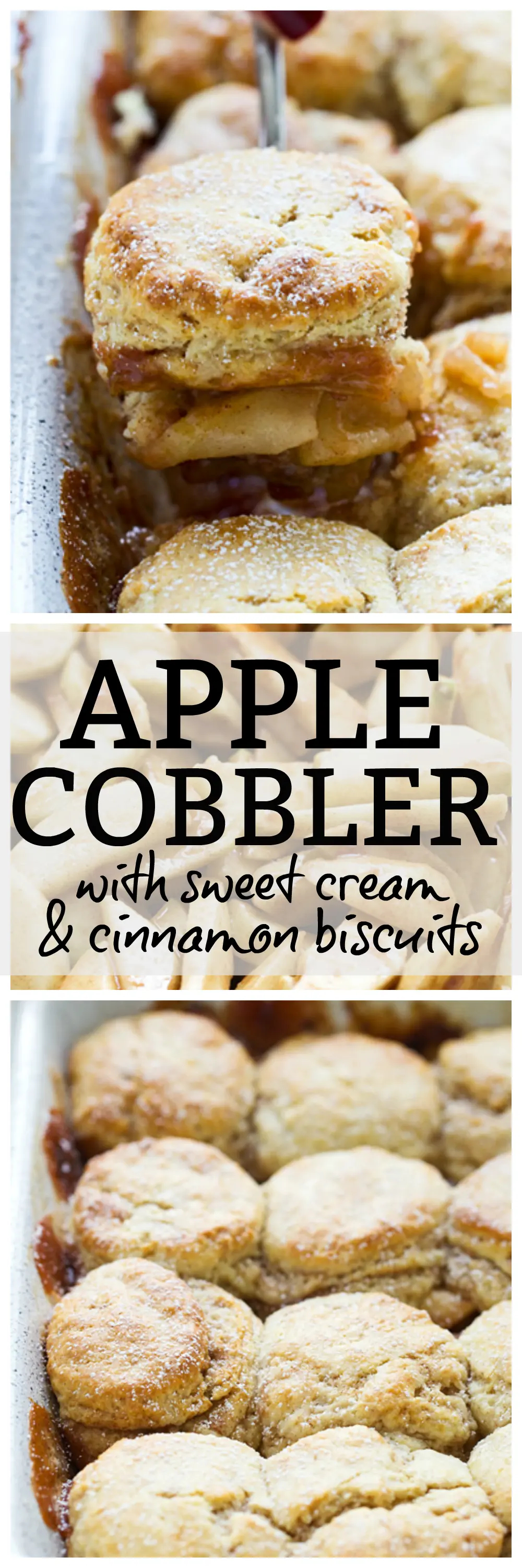 Easy Apple Cobbler with Sweet Cream and Cinnamon Biscuits
