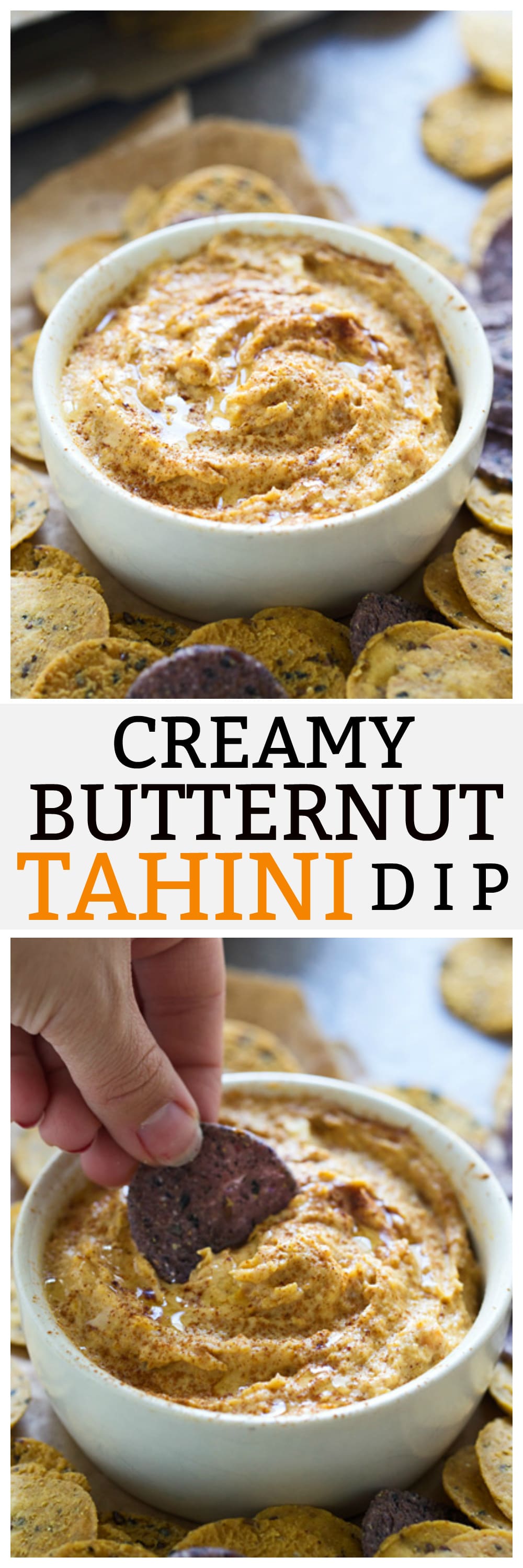 Butternut Squash Tahini Dip - Crazy easy and irresistibly creamy.
