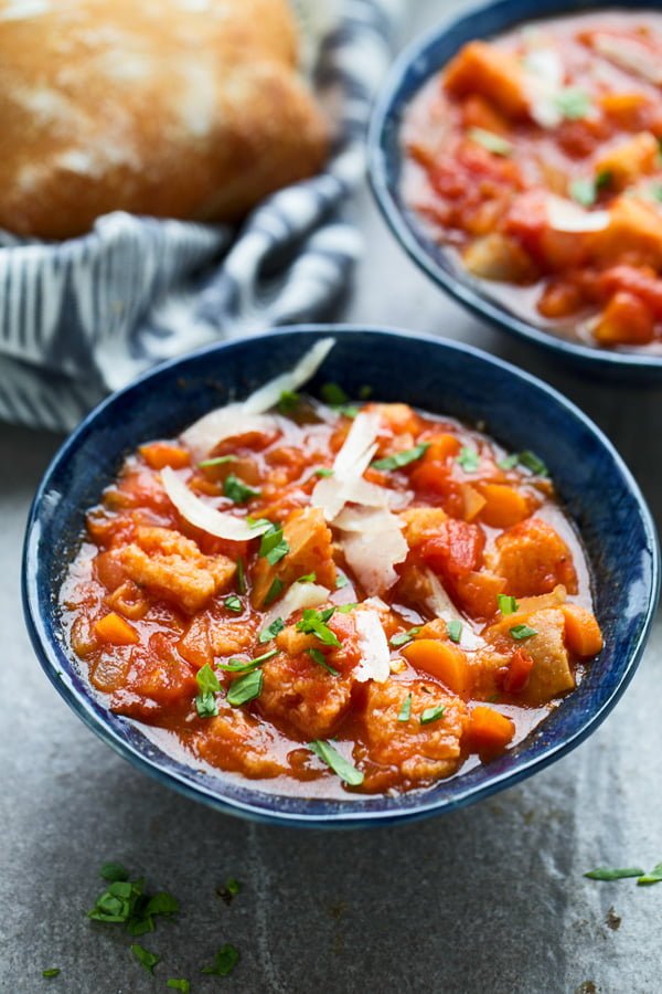 Tuscan Tomato Bread Soup - Easy, inexpensive and super quick! 