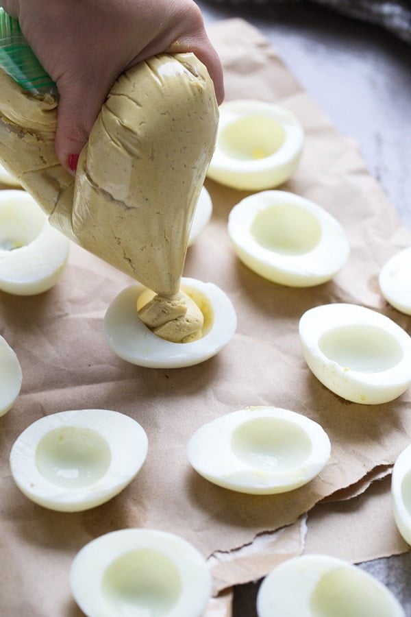Brown Butter Deviled Eggs with Crispy Capers and Hazelnuts