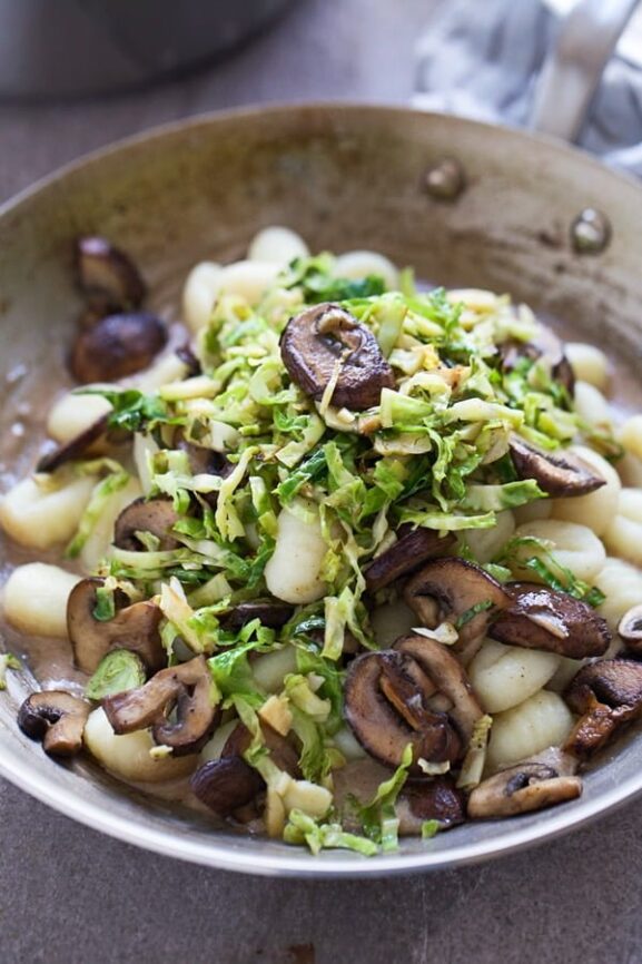 Mushroom & Brussels Sprout Gnocchi with Brown Butter Sauce Cooking for Keeps