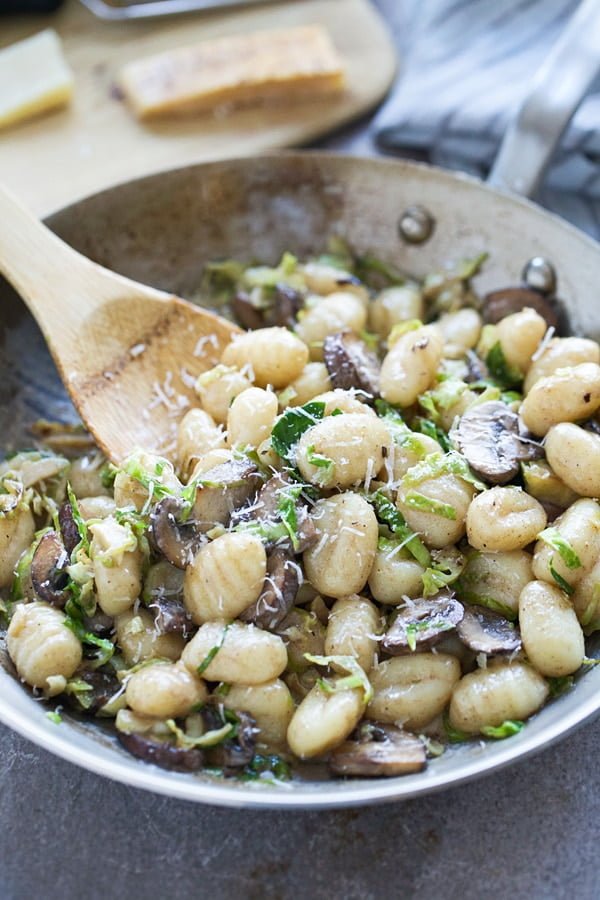 Mushroom &amp; Brussels Sprout Gnocchi with Brown Butter Sauce