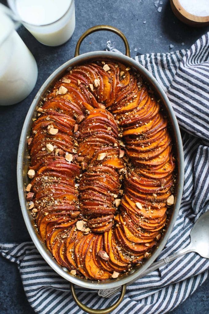 Maple Harissa Sweet Potato Gratin