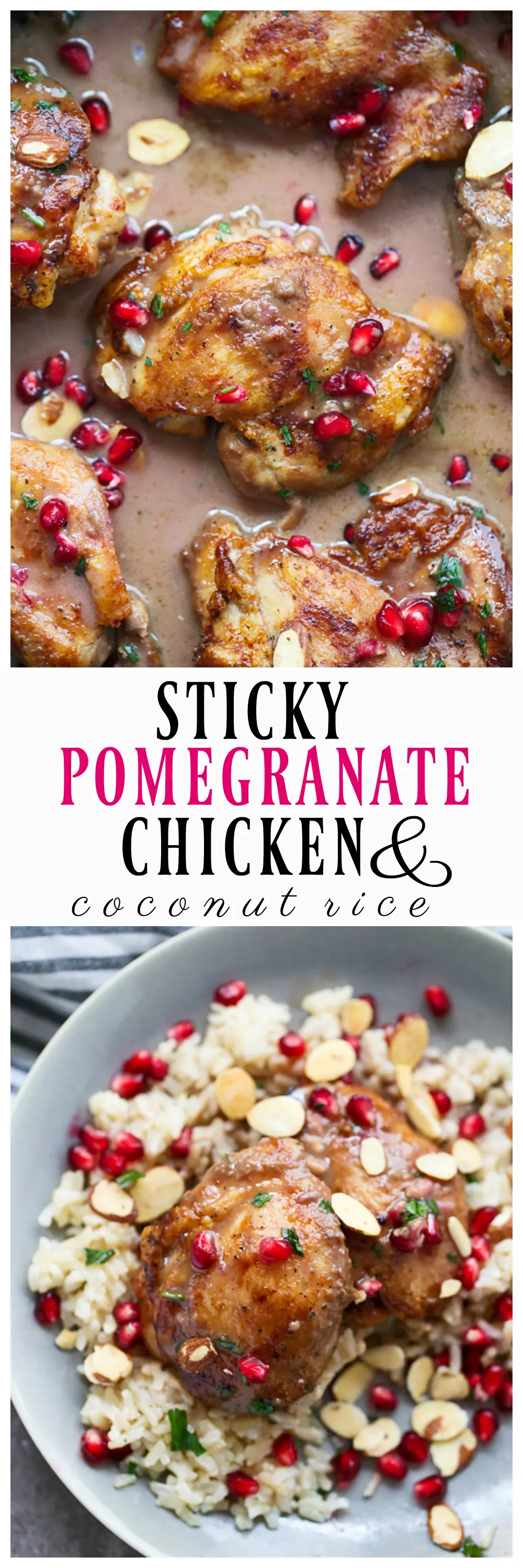 Sticky Pomegranate Chicken with Coconut Rice
