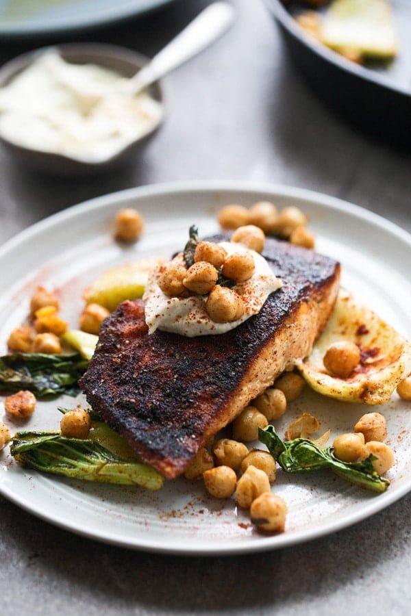 Blackened Salmon with Tahini Sauce