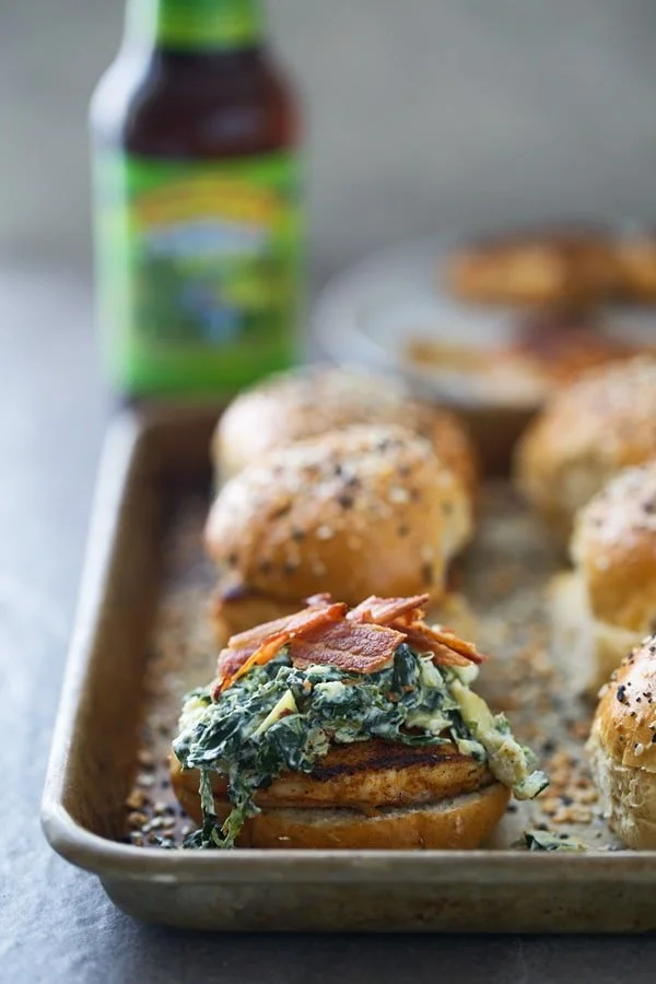 Blackened Spinach Artichoke Chicken Sliders