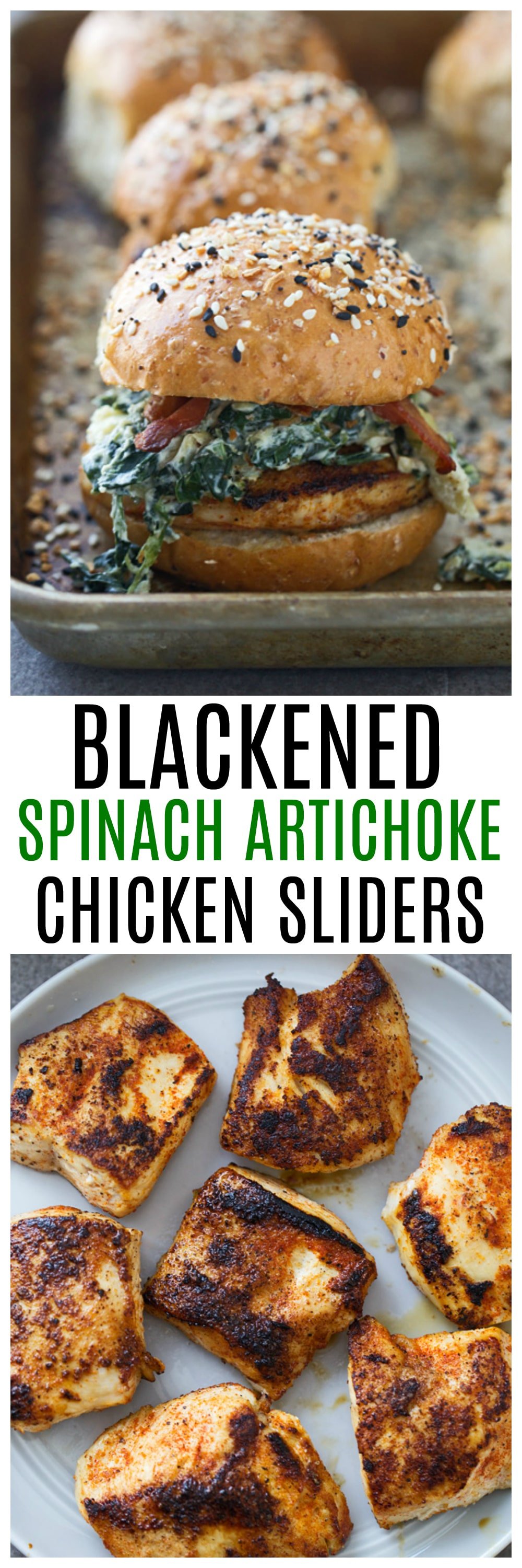 Blackened Spinach Artichoke Chicken Sliders