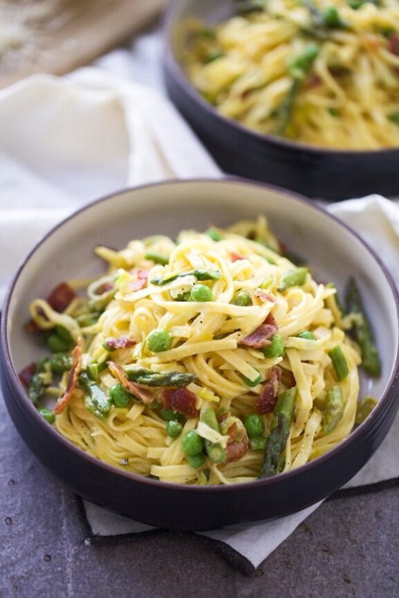 Spring Carbonara with Prosciutto Cooking for Keeps