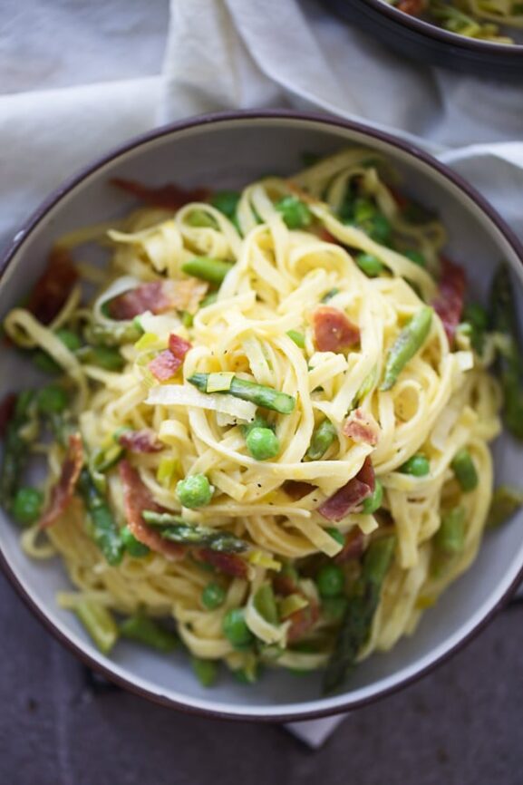 Spring Carbonara with Prosciutto Cooking for Keeps