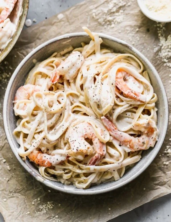 Shrimp Alfredo (5 Ingredients!)