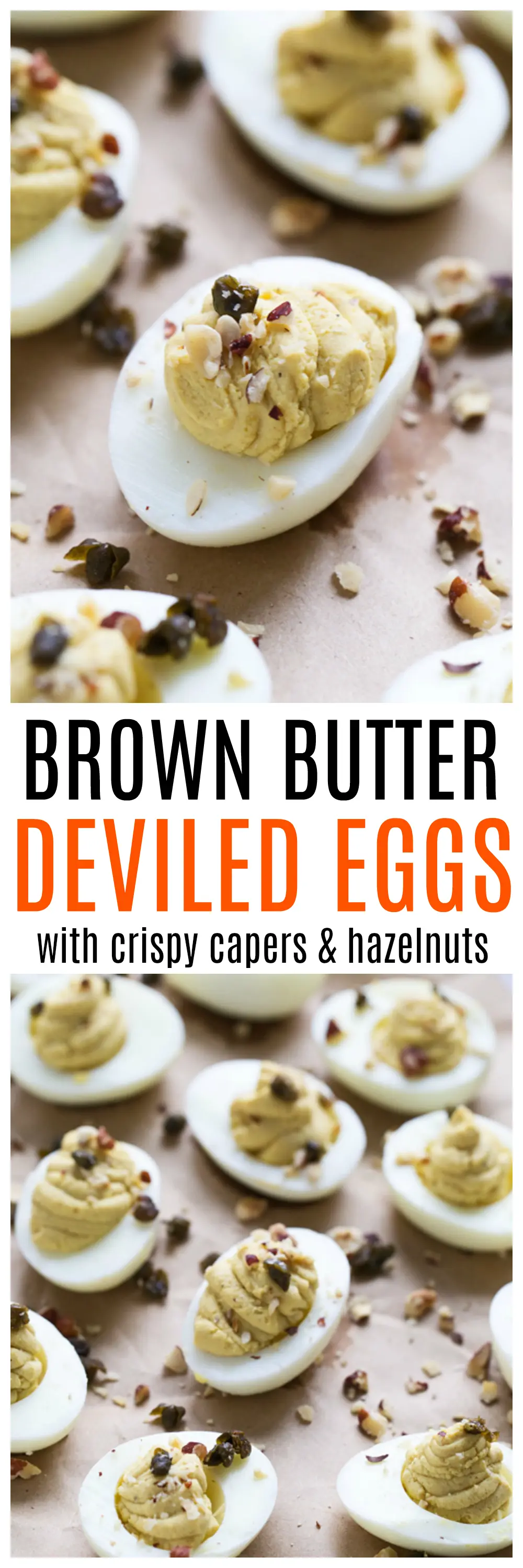 Brown Butter Deviled Eggs with Crispy Capers and Hazelnuts