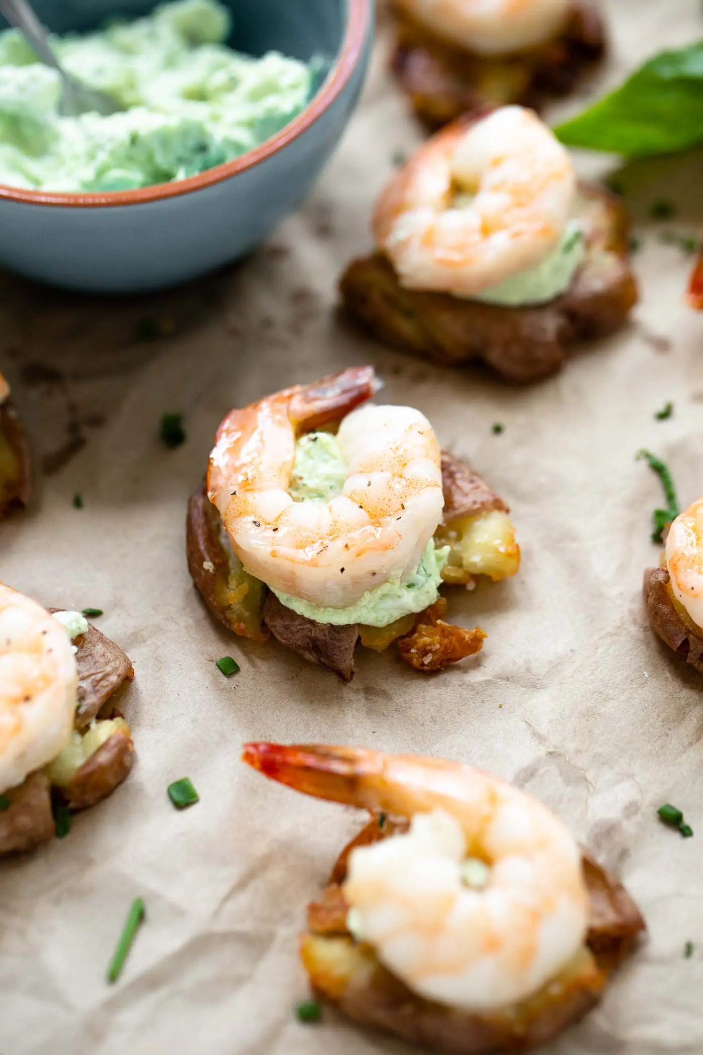 Crispy Smashed Potatoes with Green Goddess Goat Cheese
