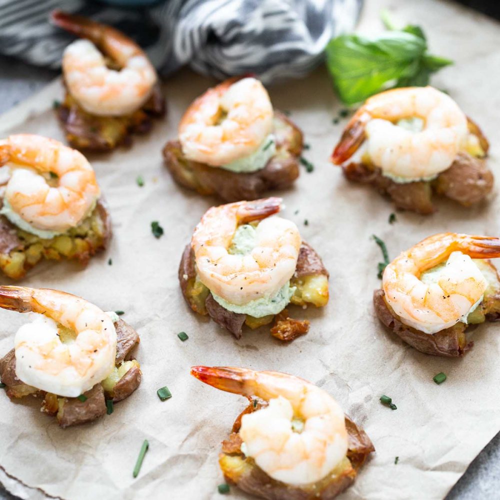 Crispy Smashed Potatoes with Green Goddess Goat Cheese Cooking for Keeps