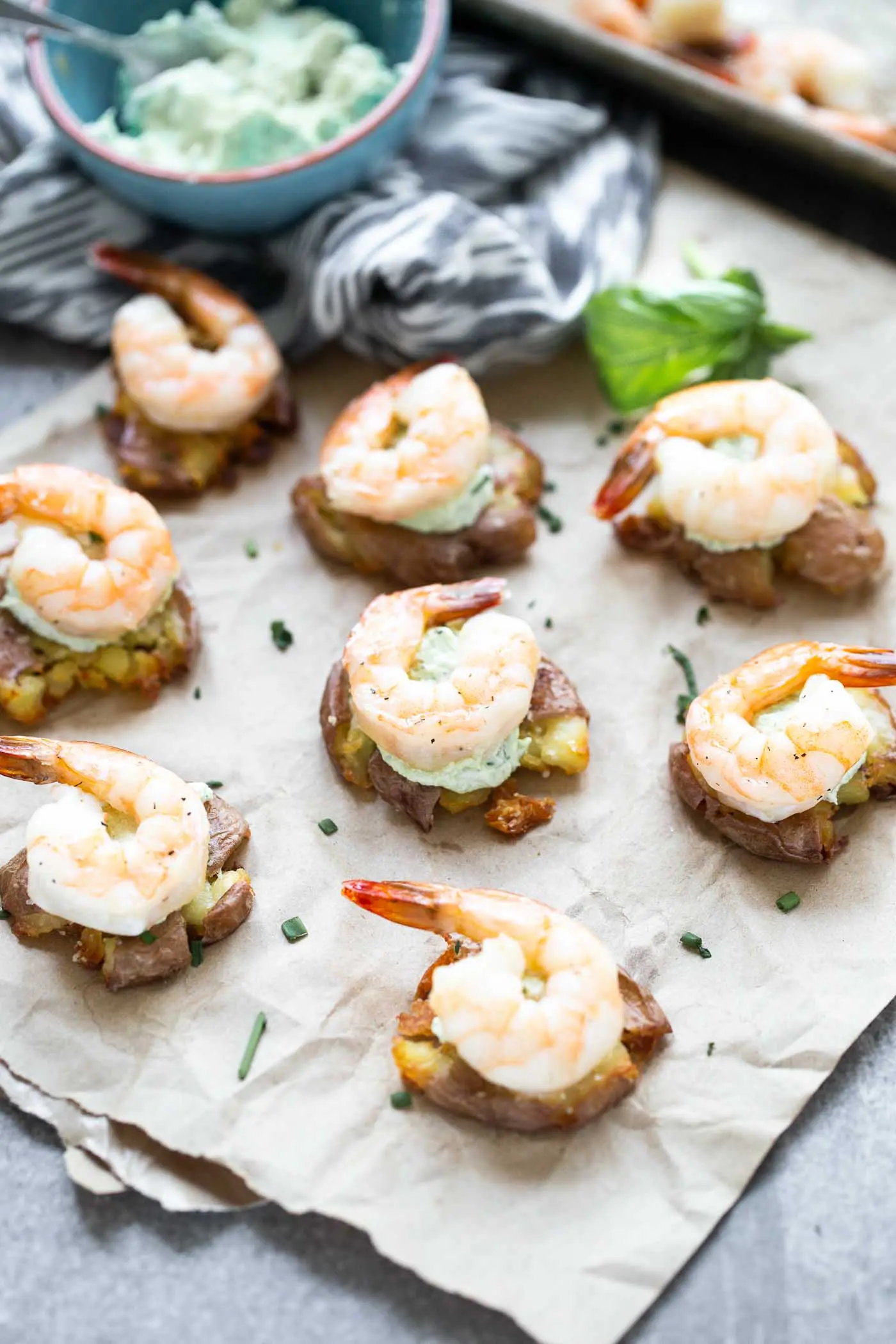 Crispy Smashed Potatoes with Green Goddess Goat Cheese