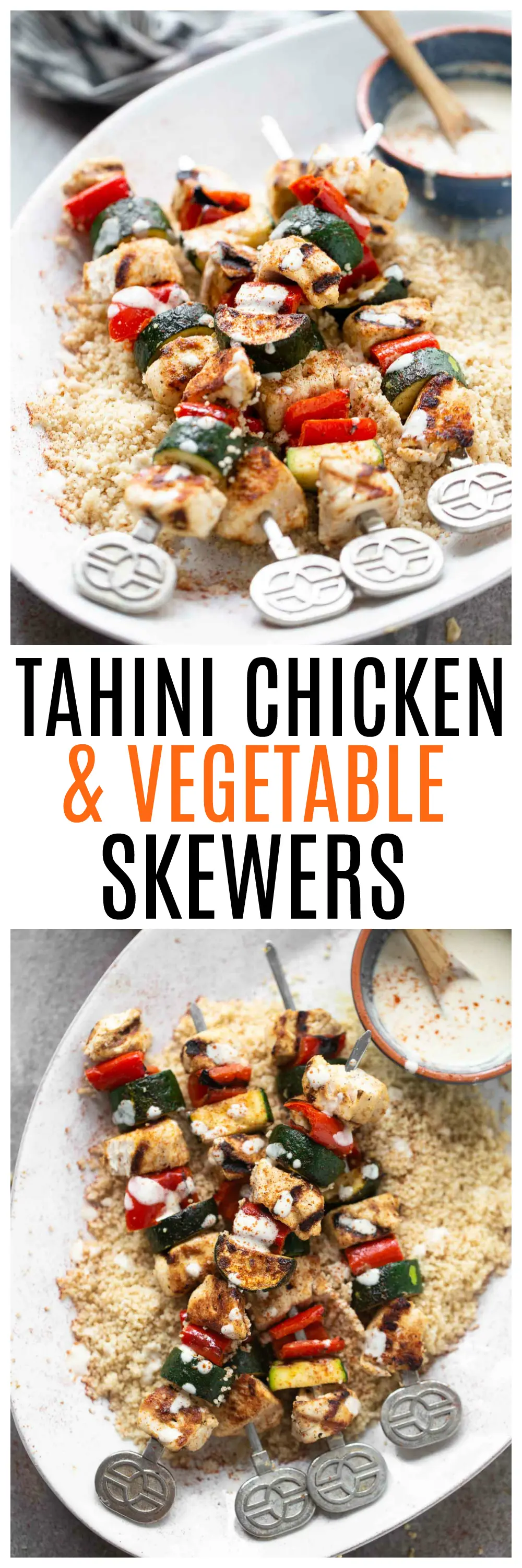 Tahini Chicken & Veggie Skewers