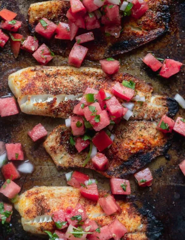 Spicy Tilapia with Watermelon Pico