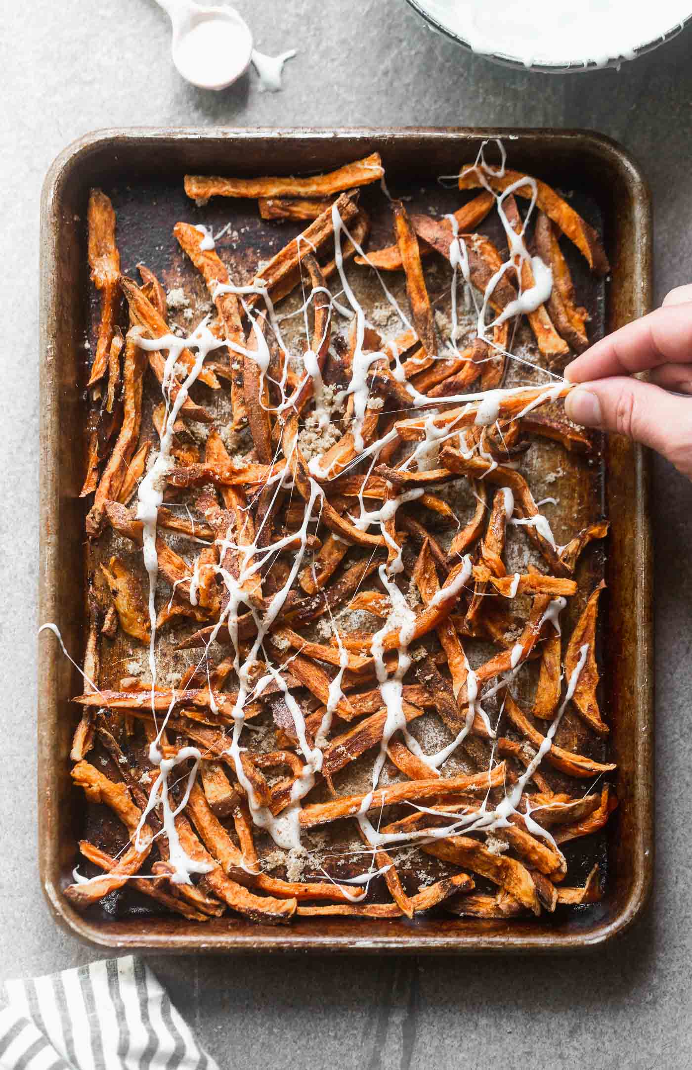 Candied Sweet Potato Fries with Marshmallow Cream