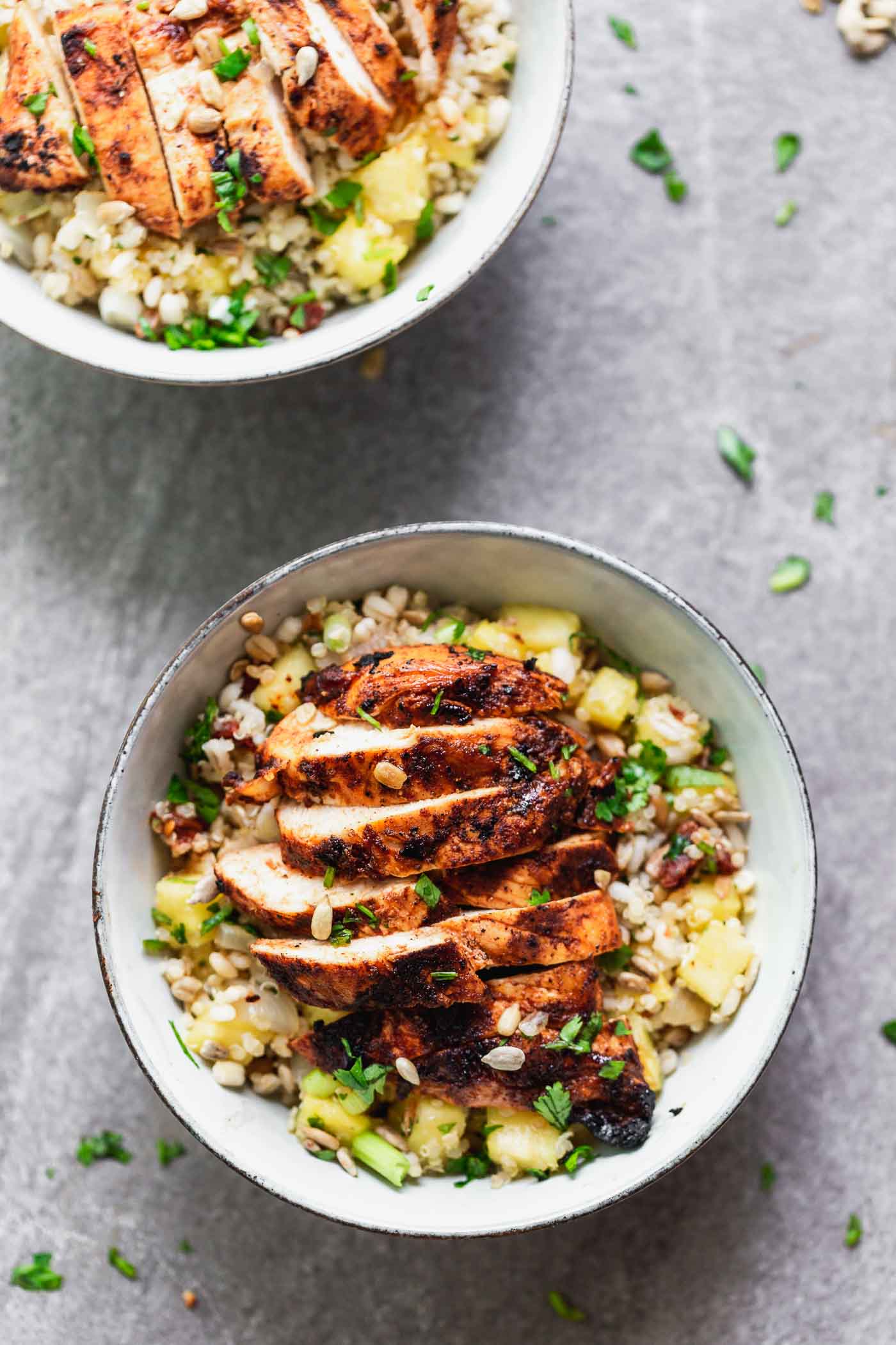 Chipotle Chicken and Pineapple Barley Bowls